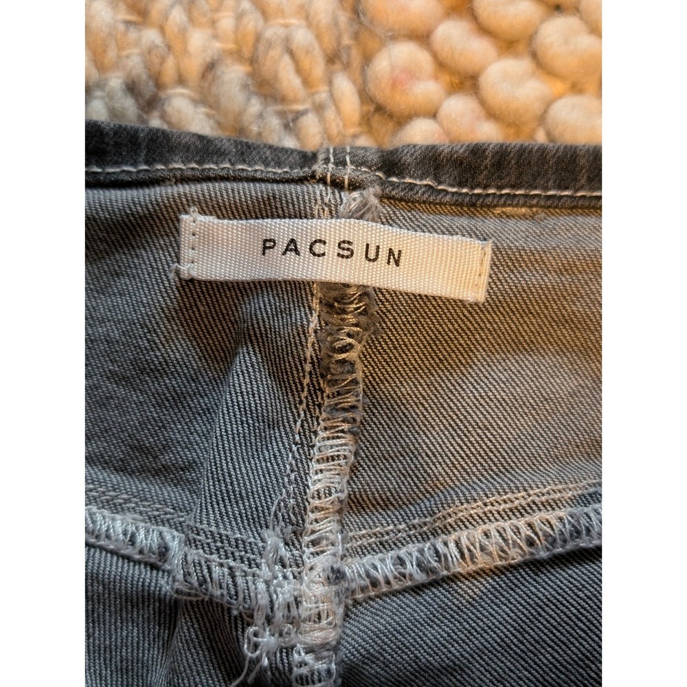 PacSun Charcoal Gray Side Zip Flare Jeans Contrast Stitch size 25x32 Retro Y2k - Picture 4 of 10